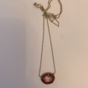 Melissa Joy Manning gold plated necklace with pink garnets